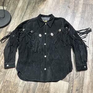 Vintage Scully Size 14 Black Fringe Suede Western Jacket